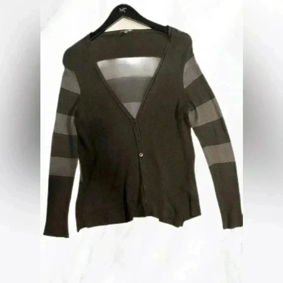 Eileen fisher two tone grey long sleeve 3 button petite cardigan S - Picture 2 of 5